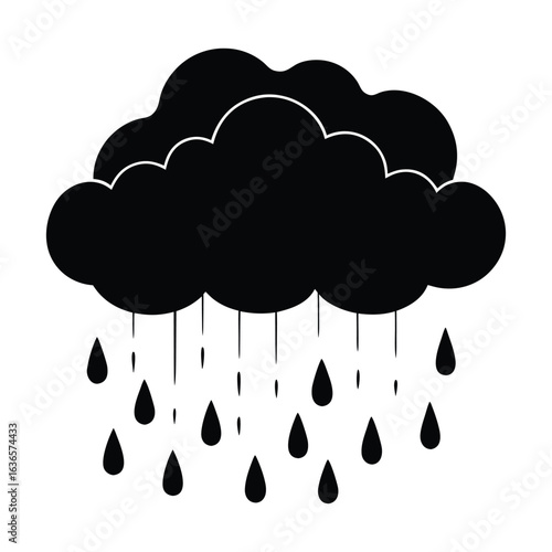 Rain Cloud Silhouette Vector Graphic Free Download Simple Design on White Background