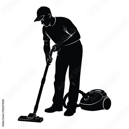 Man Vacuuming Silhouette