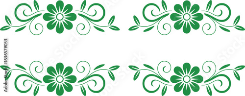 Elegant Floral Border with Green Accents Whimsical Botanical Design Perfect for Invitations or Decorative Projects Floral Design with Swirling Green Details