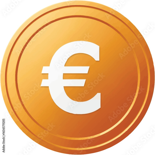 Euro currency symbol in 3D gold style on white background