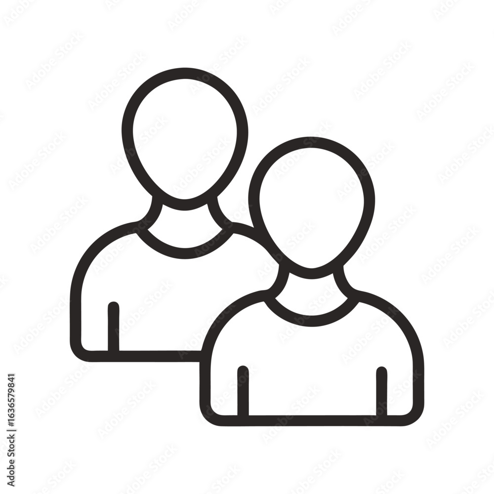 Fototapeta premium User Group Line Art Vector Icon Isolated on White Background