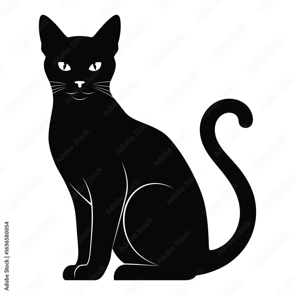 Fototapeta premium Sitting Black Cat Design