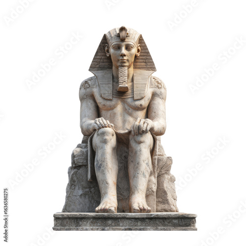 Ancient egyptian pharaoh statue transparent background digital art isolated historic egypt