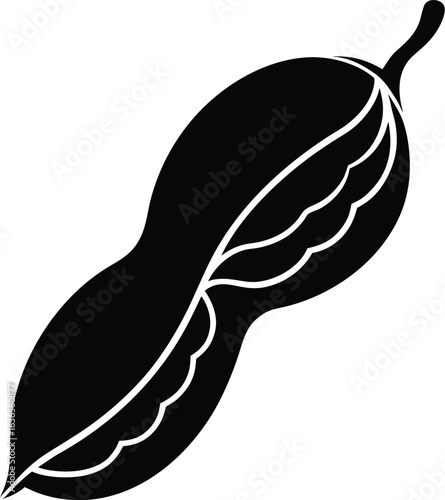 Silhouette of a tamarind pod on white background