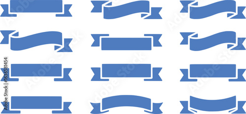 Assorted Collection of Blue Banner Cliparts A Versatile Graphic Resource for Designs Invitations and Celebratory Messages Ideal for Creative Projects and Visual Communication