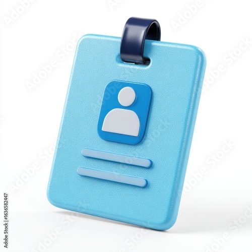 Stylized 3d render of a light blue identification card with a profile icon