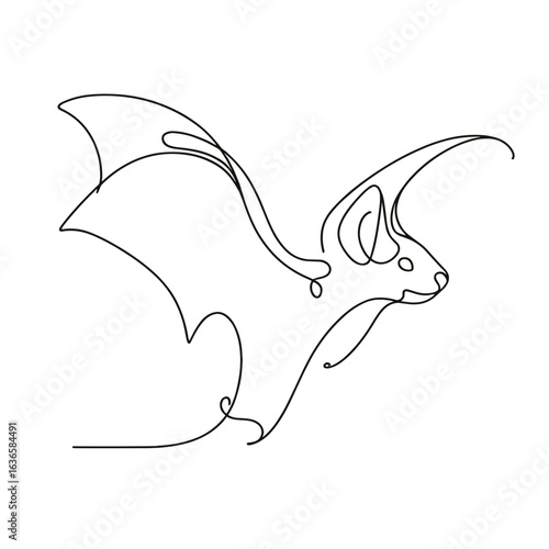 Bat in flight with spread wings