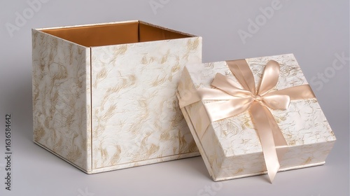 Luxurious gift box with satin ribbon and golden accents, presented in a studio setup. Representing Emotional Investment, Value Proposition, and Financial Milestone Rewards for Wealth Managemen