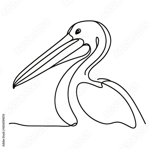 Pelican with large beak in a standing pose