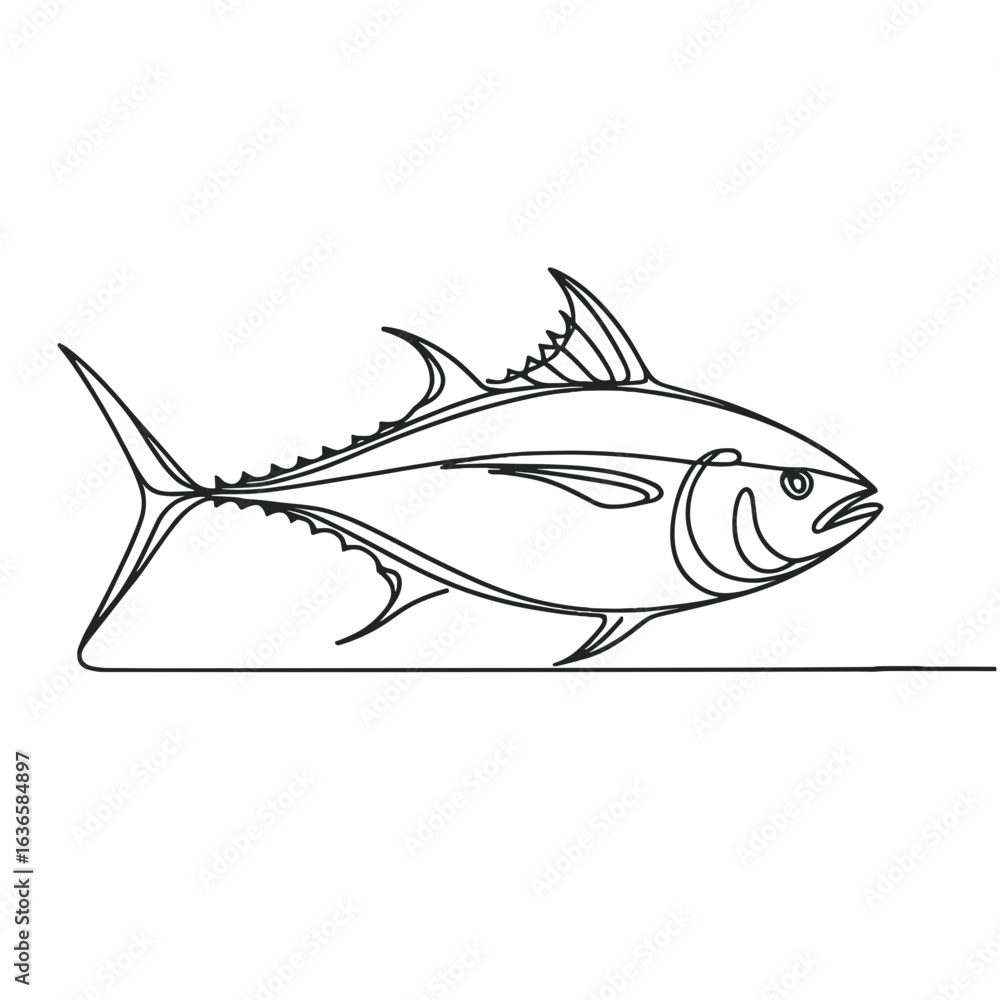 Fototapeta premium Tuna fish swimming against transparent background