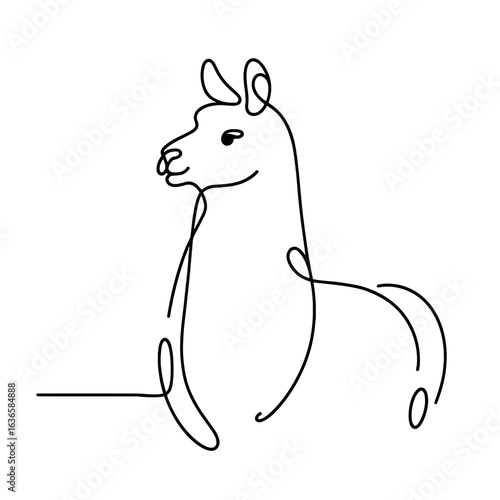 Sitting llama in line drawing style