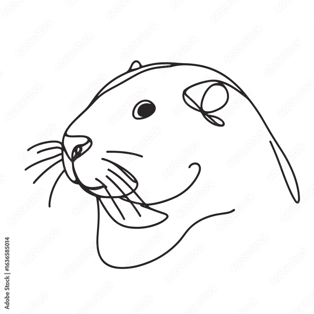 Seal smiling underwater in black-and-white sketch Seal smiling underwater in black-and-white sketch