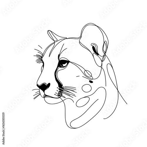 Single-line cat drawing in black and white for artistic display