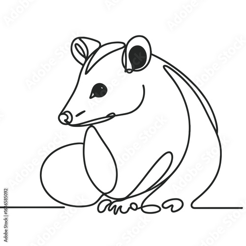 Cartoon opossum sitting on ground