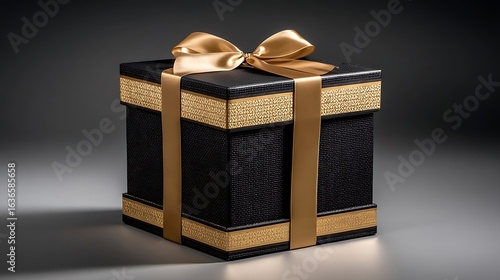 Luxurious gift box with satin ribbon and golden accents, presented in a studio setup. Representing Emotional Investment, Value Proposition, and Financial Milestone Rewards for Wealth Managemen