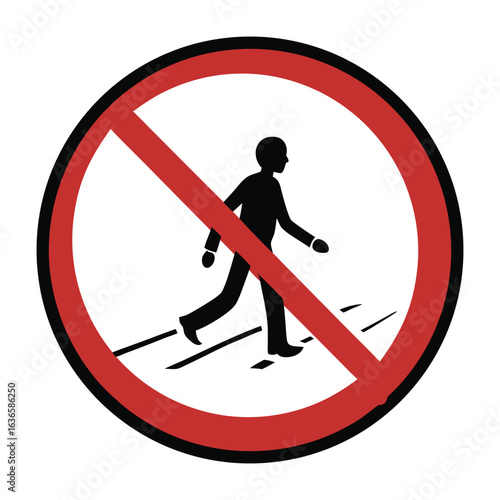 No Pedestrian Traffic: A bold sign, illustrating the clear and direct prohibition of pedestrians in a given area, the sign is a visual message for safety, rules, and avoidance of dangers.
