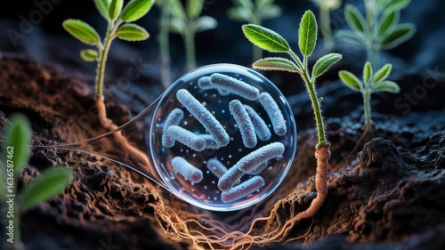 Microscopic View of Rhizobia Bacteria on a Plant Root