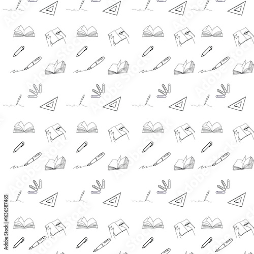 School Supplies Doodle Seamless