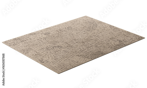Modern brown rectangular rug with long pile. 3d render