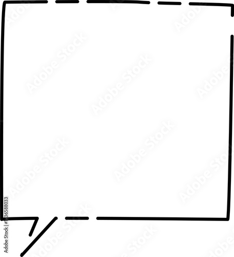 四角の隙間のあるシンプルふきだし(しっぽ左)