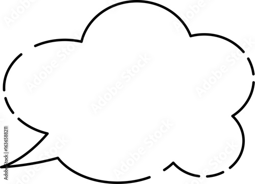 モコモコ使いやすいシンプルなふきだし(しっぽ左)