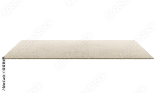 Modern beige rectangular rug with long pile. 3d render