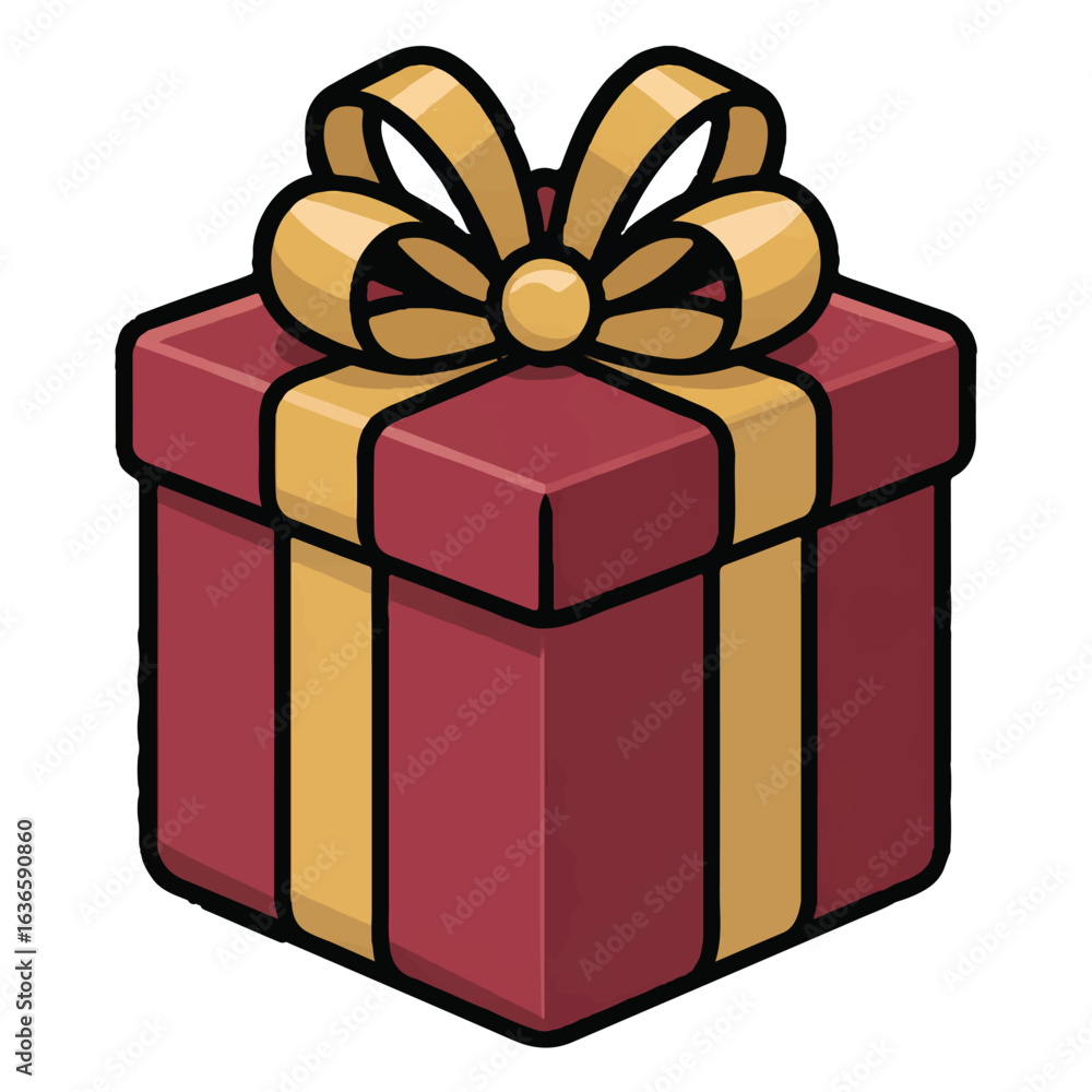 Obraz premium Vector art of a red gift box with a golden ribbon and bow, symbolizing celebration and surprise, perfect for any special occasion or holiday
