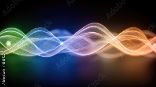 Wallpaper Mural Abstract Neon Wave with Glowing Particles Torontodigital.ca