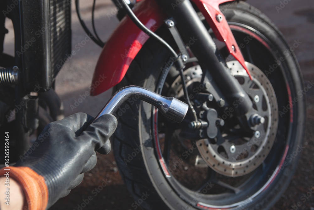 Fototapeta premium motorcycle repair service .motoservice
