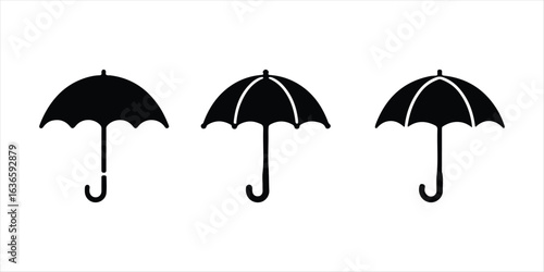 umbrella silhouette vector icon set illustration on white background.
