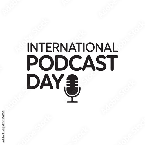 podcast day typography silhouette vector