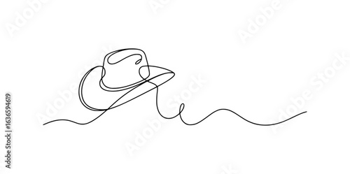 Minimalist Single Line Drawing of a Cowboy Hat headwear western