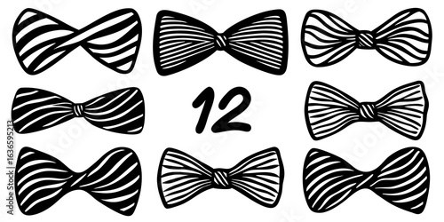 Stylish Black and White Bow Tie Wave Art Design