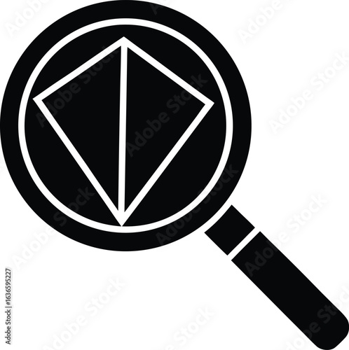 Icon a magnifying glass with a diamond shape inside search symbol