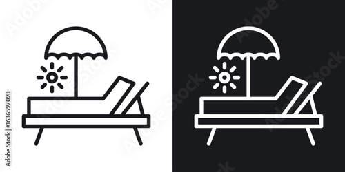 Sun bed icon vector pictogram. UI. EPS10. - Vector