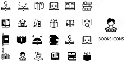 Books simple concept 24 color icons set .Vector illustration.	
