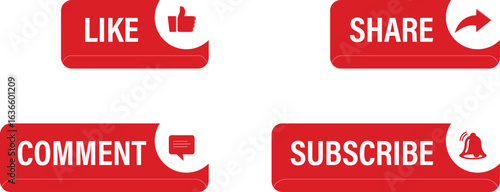 Unique set design of like comment subscribe share icons