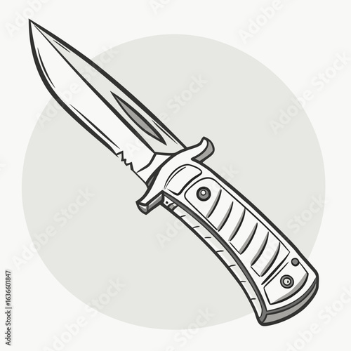 Utility knife illustration with a minimalist design and gray background
