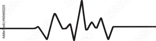 Black electrocardiogram line graph on white background heart rate pulse