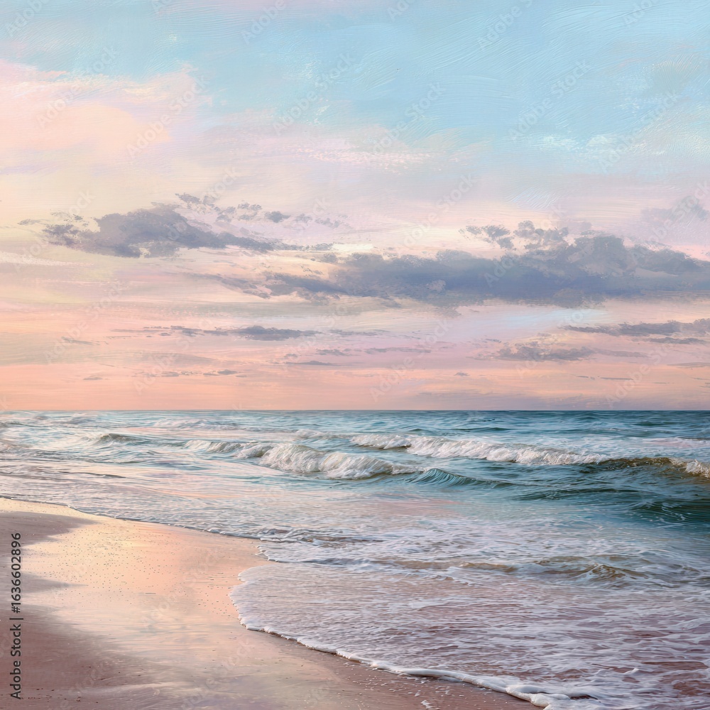 Pastel beach sunset landscape Pastel beach sunset landscape