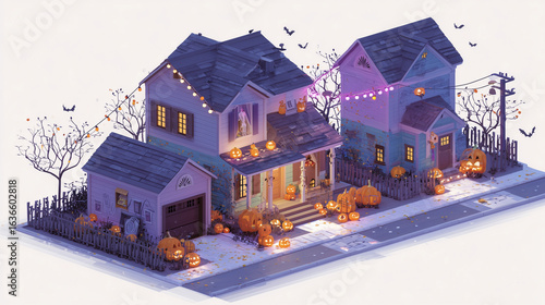 Isometric Halloween illustration, house, creative
