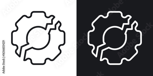 Broken gear icon vector pictogram. UI. EPS10. - Vector