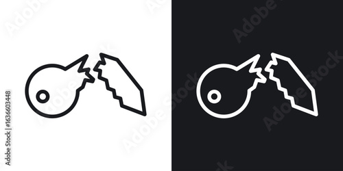 Broken key icon vector pictogram. UI. EPS10. - Vector