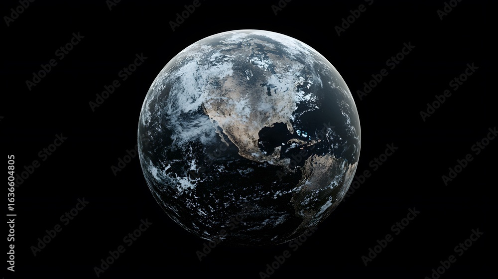 Fototapeta premium High Resolution Planet Earth With Clouds And Atmosphere Isolated On Black