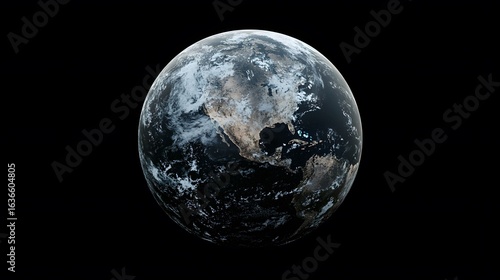 High Resolution Planet Earth With Clouds And Atmosphere Isolated On Black