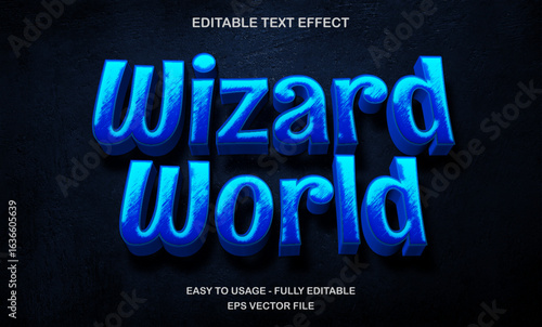 Wizard text, editable text effect template, electric blue fantasy game editable typography