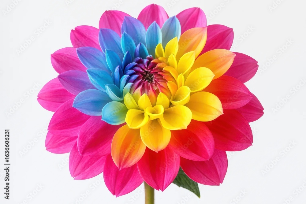 Obraz premium A Dahlia in Full Bloom Against a White Canvas