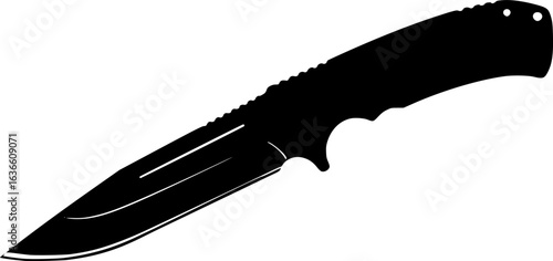 Sharp Silhouette of Tactical Knife: A sleek and sharp tactical knife is depicted in striking silhouette, showcasing its elegant design and deadly capabilities.