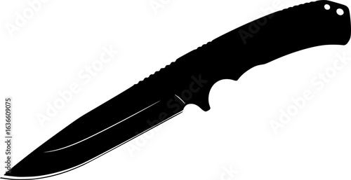 Sharp Silhouette of Tactical Knife: A sleek and sharp tactical knife is depicted in striking silhouette, showcasing its elegant design and deadly capabilities.