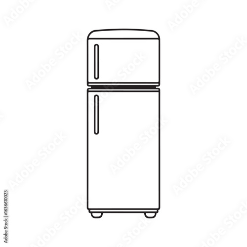 Minimalist Refrigerator Icon Line Art – Simple Kitchen Appliance Illustration